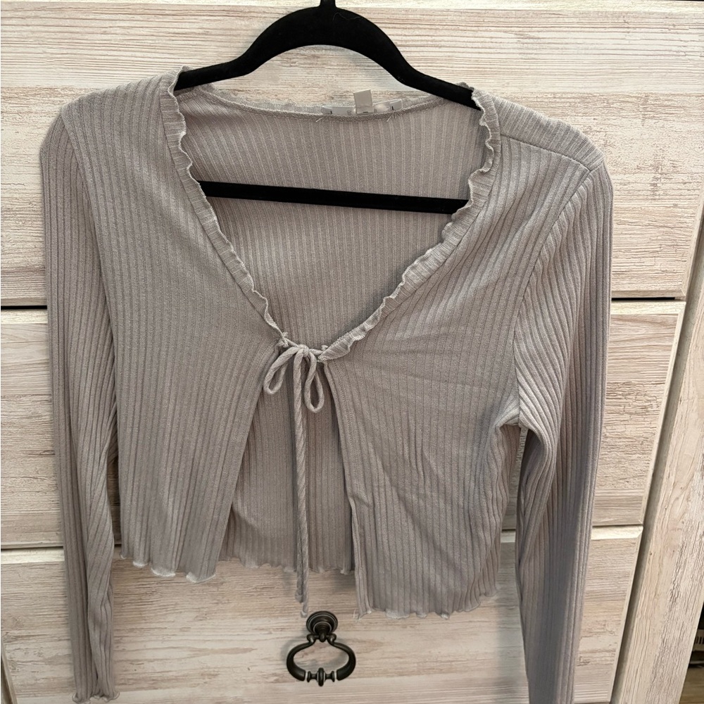 Gaze Light Gray Ribbed Crop Top